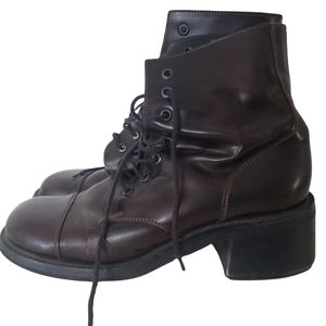 Vintage Steve Madden Army 10158 ankle combat boots troopa chunky block heel